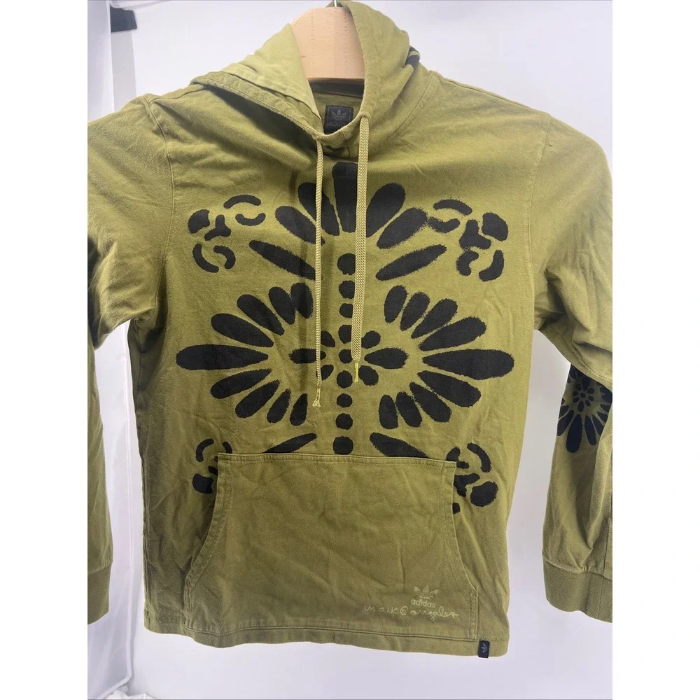 Adidas Originals x Mark Gonzales Hoodie Olive‎ Green Floral Graphic Mens Size M